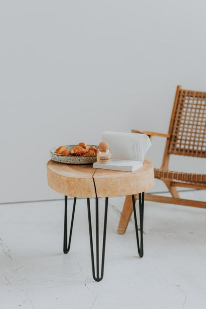 Handmade Sheesham Wood Live Edge Coffee Table - Metal Legs, Rustic Style