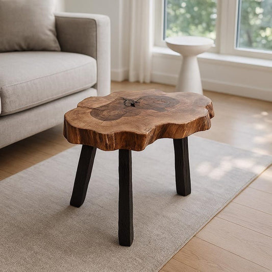 Live Edge Sheesham Side Table – Handmade Solid Wood Accent / End Table