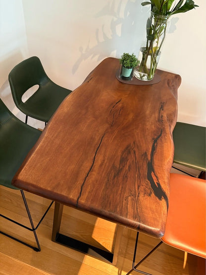 Handcrafted Sheesham Bar Table – Rustic Live Edge Coffee and Dining Table in Minimalist Design