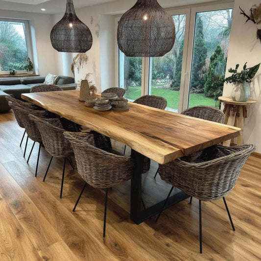 Solid Sheesham Dining Table – Live Edge Rustic Kitchen Table – Custom Size Wood Table