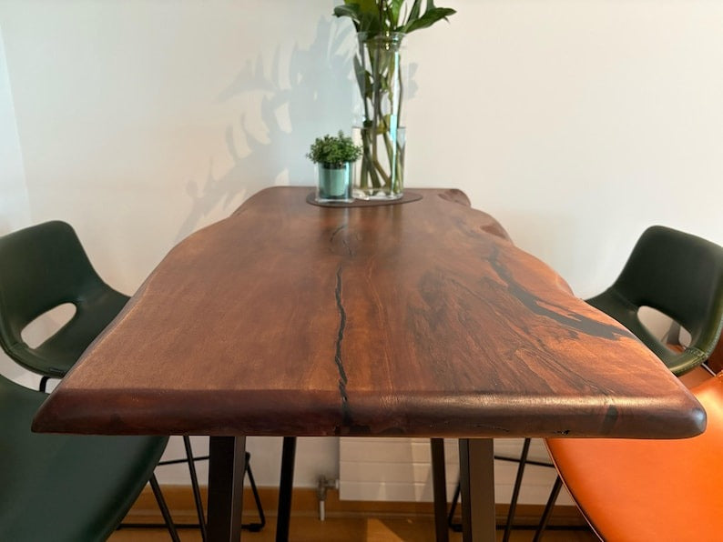 Handcrafted Sheesham Bar Table – Rustic Live Edge Coffee and Dining Table in Minimalist Design