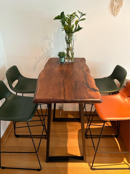 Handcrafted Sheesham Bar Table – Rustic Live Edge Coffee and Dining Table in Minimalist Design