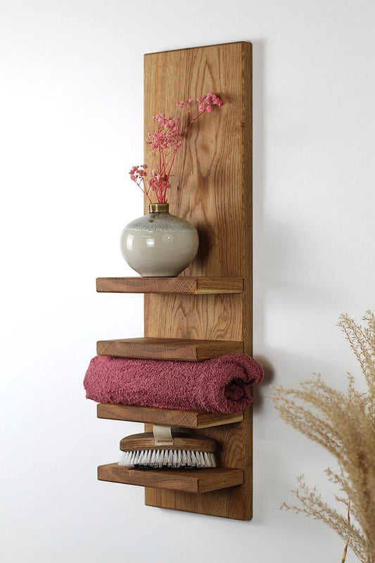 Sheesham Wood Towel Rack Wall Shelf – Bathroom Storage & Organizer