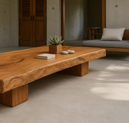Handcrafted Live Edge Sheesham Wood Coffee Table – Reclaimed Solid Wood, Modern Rustic Living Room Furniture