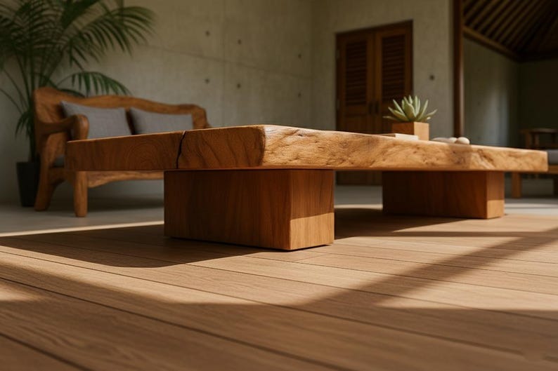 Handcrafted Live Edge Sheesham Wood Coffee Table – Reclaimed Solid Wood, Modern Rustic Living Room Furniture