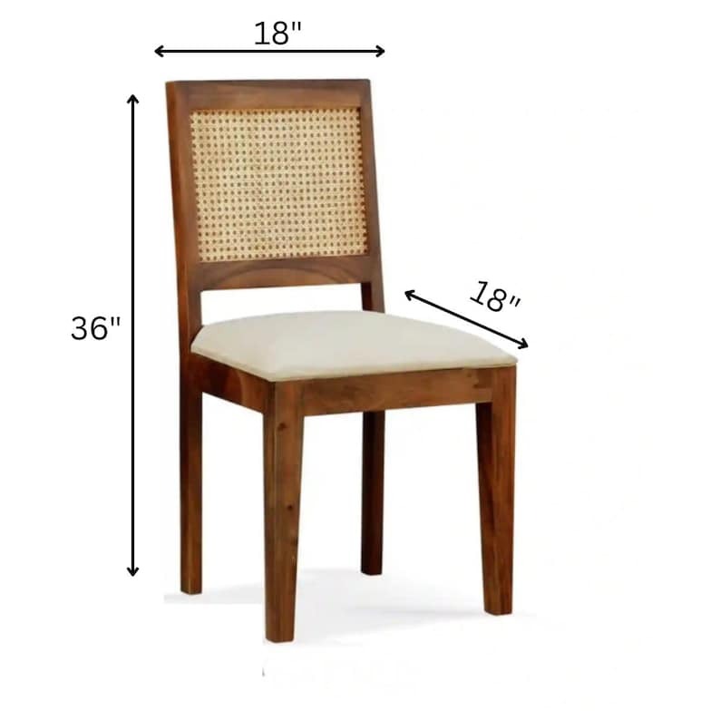 Handcrafted Solid Wood Dining Chairs with Cane Backrest