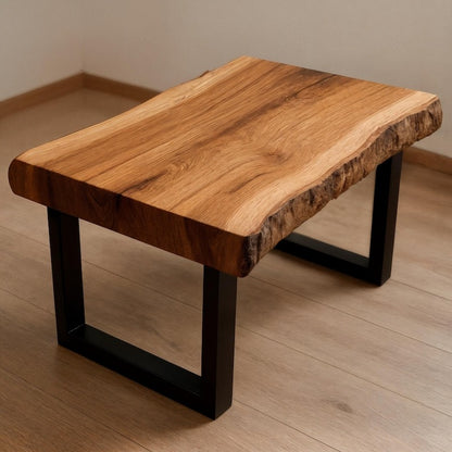 Handmade Live Edge Wooden Coffee Table – Natural Solid Wood Slab & Metal Hairpin Legs