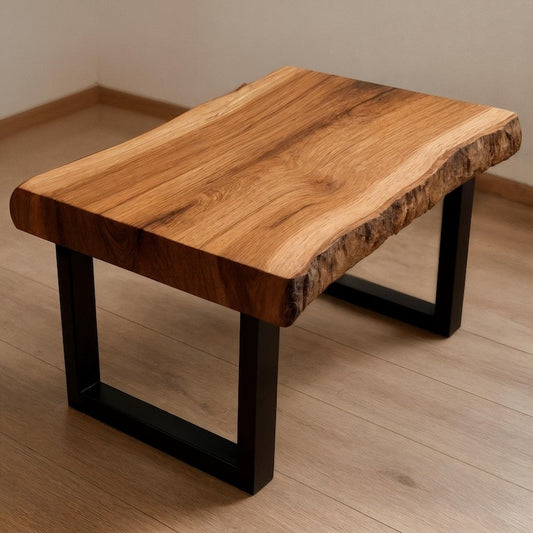 Handmade Live Edge Wooden Coffee Table – Natural Solid Wood Slab & Metal Hairpin Legs
