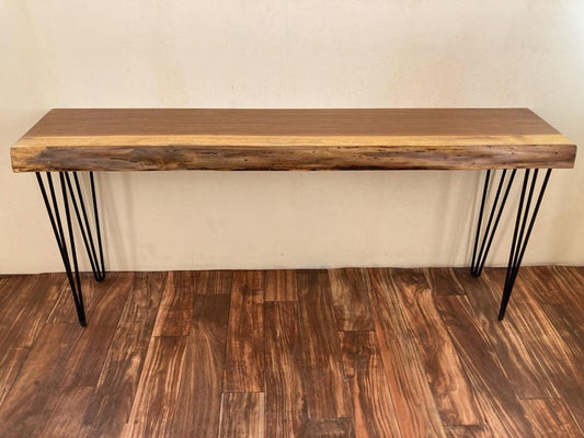Live Edge Solid Sheesham Wood Console Table – Handmade Rustic Entryway Table, Natural Wood Hall Furniture
