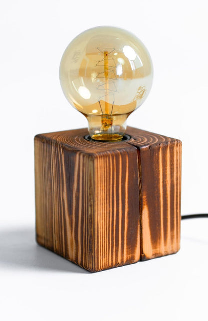 Handcrafted Wooden Lamp – Natural Wood Table Lamp for Home Decor