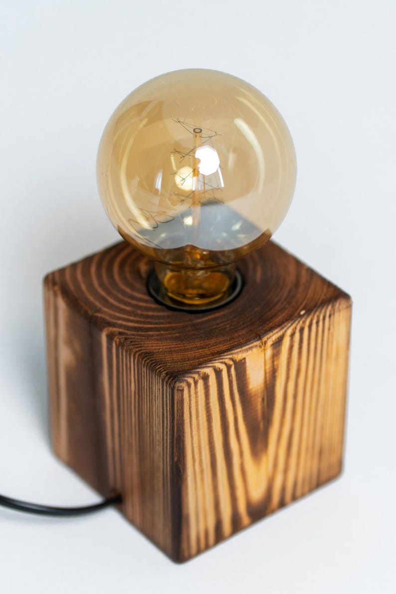 Handcrafted Wooden Lamp – Natural Wood Table Lamp for Home Decor