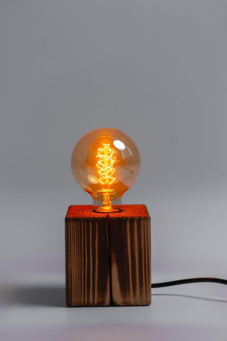 Handcrafted Wooden Lamp – Natural Wood Table Lamp for Home Decor