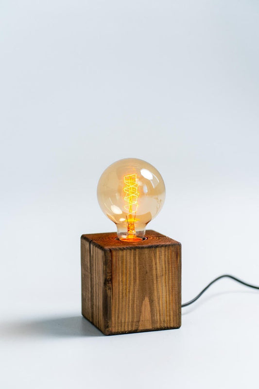 Handcrafted Wooden Lamp – Natural Wood Table Lamp for Home Decor
