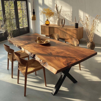 Handmade Wooden Table – Rustic Solid Sheesham Dining Table