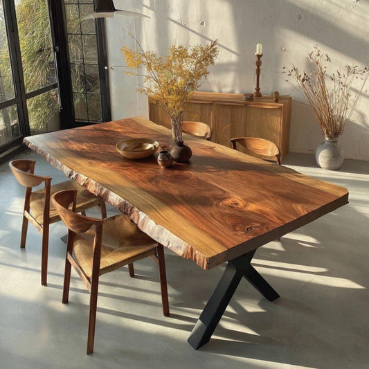 Handmade Wooden Table – Rustic Solid Sheesham Dining Table