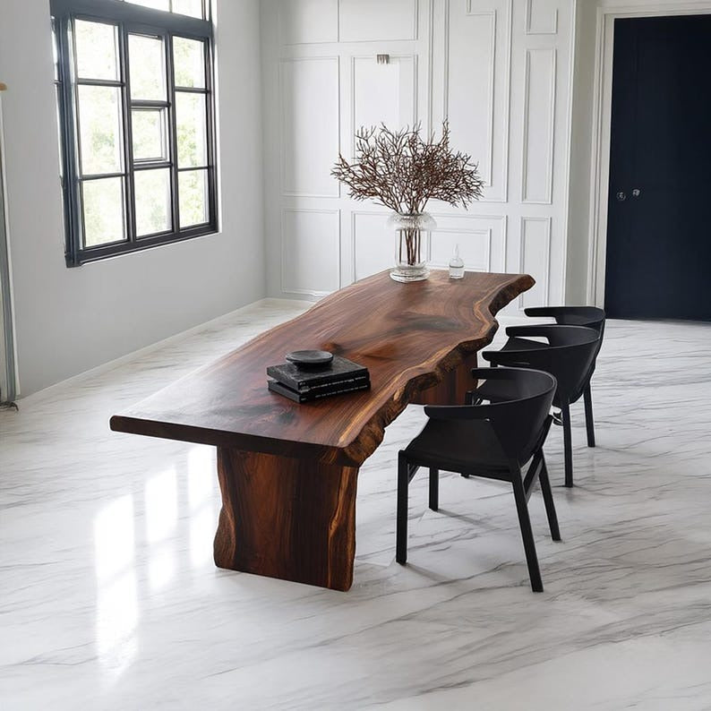 Live Edge Sheesham Wood Dining Table – Rustic Handmade Table for Kitchen & Living Room