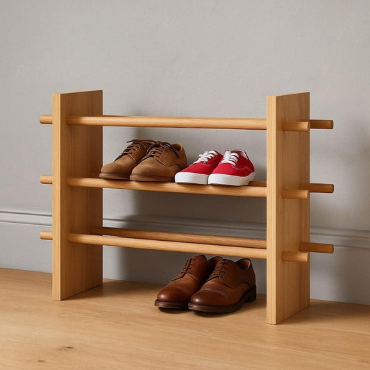 Handmade Wooden Shoe Storage Bench – Solid Wood Entryway Bench with Shelf, Rustic Hallway & Mudroom Organizer