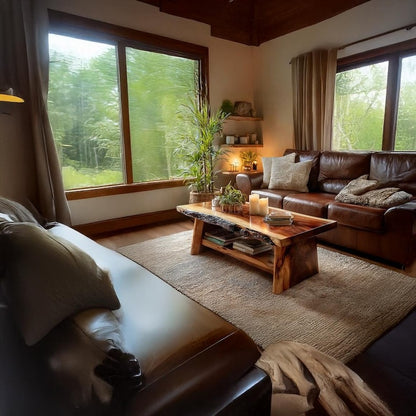 Handcrafted Solid Wood Central Table – Modern Rustic Coffee Table for Living Room, Natural Wood Furniture