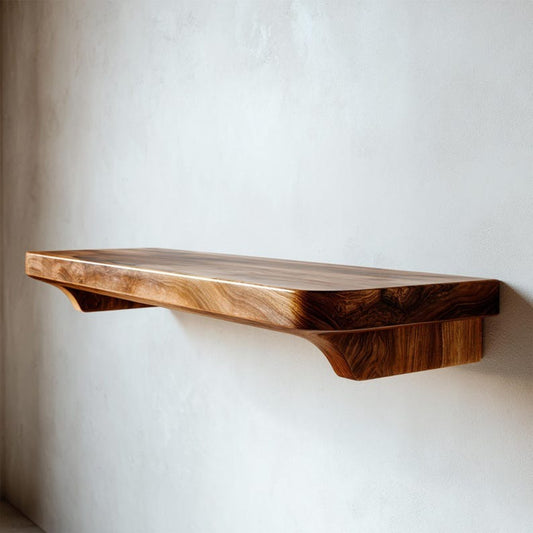 Live Edge Floating Shelf – Handcrafted Solid Sheesham Wood Wall Shelf, Rustic Modern Wall Décor