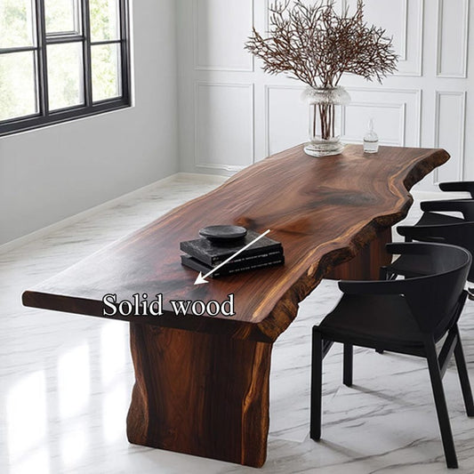 Live Edge Sheesham Wood Dining Table – Rustic Handmade Table for Kitchen & Living Room