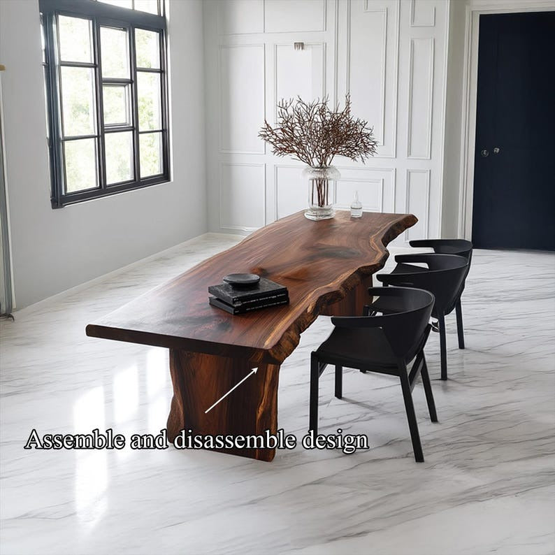 Live Edge Sheesham Wood Dining Table – Rustic Handmade Table for Kitchen & Living Room