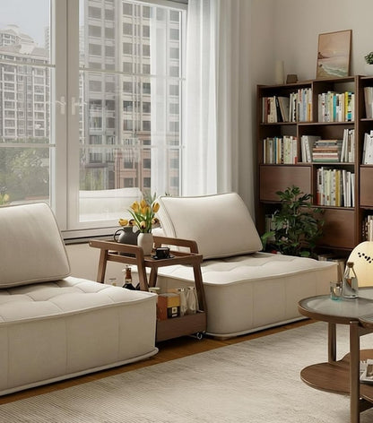 Solid Wood Rolling Cart with Wheels – 2-Tier Mobile Side Table & Coffee Trolley Storage