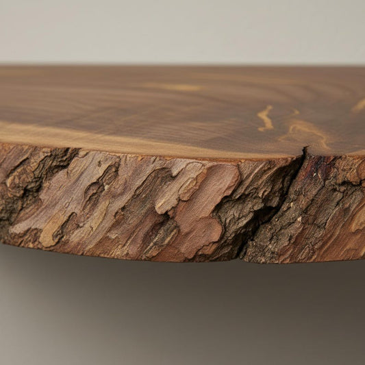 Rustic Half Round Live Edge Floating Shelf – Handmade Solid Sheesham Wood Wall Shelf, Natural Edge Bathroom & Entryway Decor