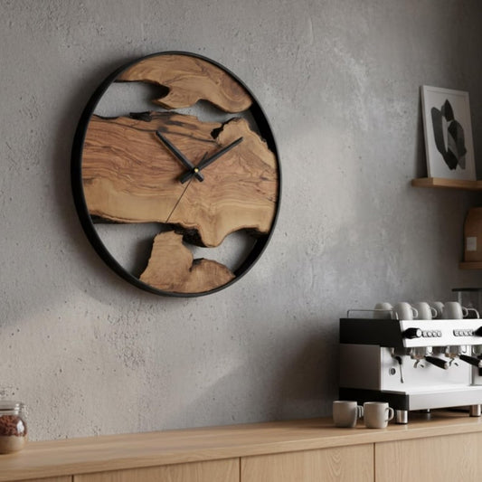 Sheesham Wood Wall Clock, Live Edge Handmade Rustic Decor