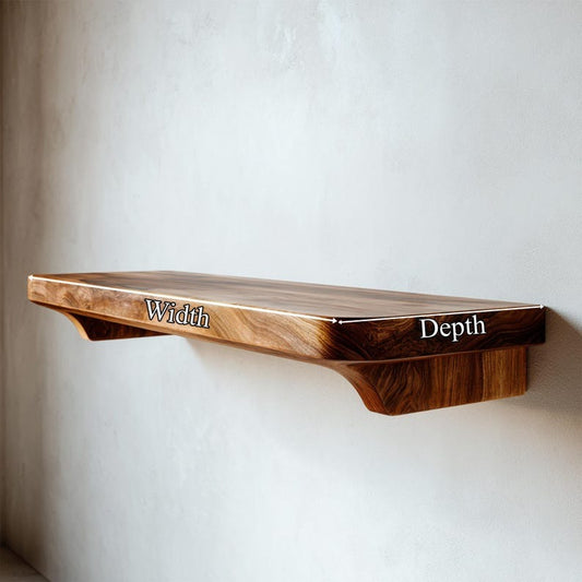 Live Edge Floating Shelf – Handcrafted Solid Sheesham Wood Wall Shelf, Rustic Modern Wall Décor