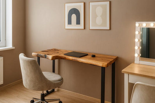 Handcrafted Live Edge Sheesham Desk – Solid Wood Slab with Metal Frame