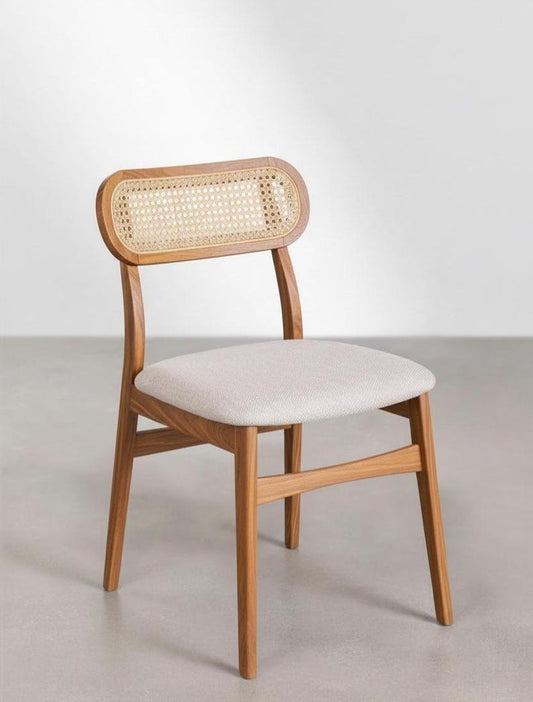 Solid Wood Rattan Accent Chair for Living & Dining Room