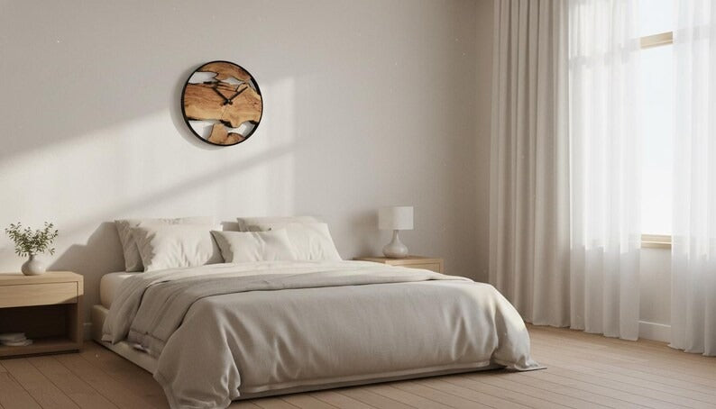 Sheesham Wood Wall Clock, Live Edge Handmade Rustic Decor