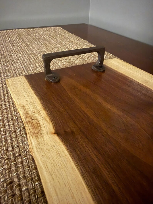 Long Sheesham Live Edge Charcuterie Board with Handles – Handmade Solid Wood Serving Board