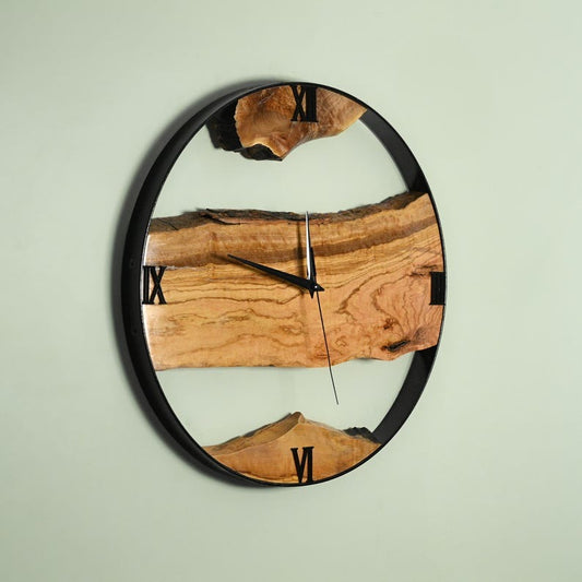Solid Wood Wall Clock, Handmade Rustic Modern Timepiece, Natural Live Edge Home Decor