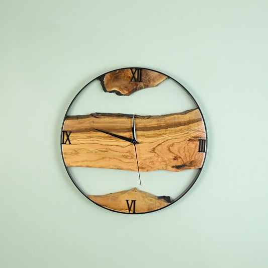 Solid Wood Wall Clock, Handmade Rustic Modern Timepiece, Natural Live Edge Home Decor