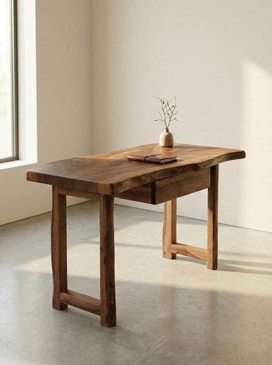Live Edge sheesham Desk with Drawer | Solid sheesham Home Office Writing Desk