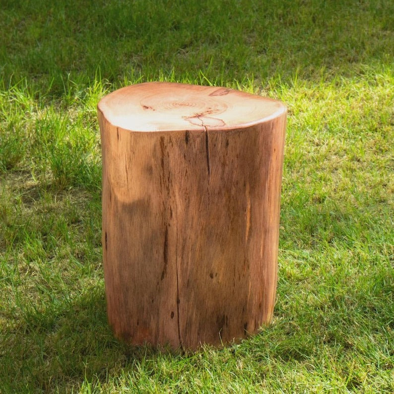 Live Edge Hardwood End Table – Rustic Stump Side Table