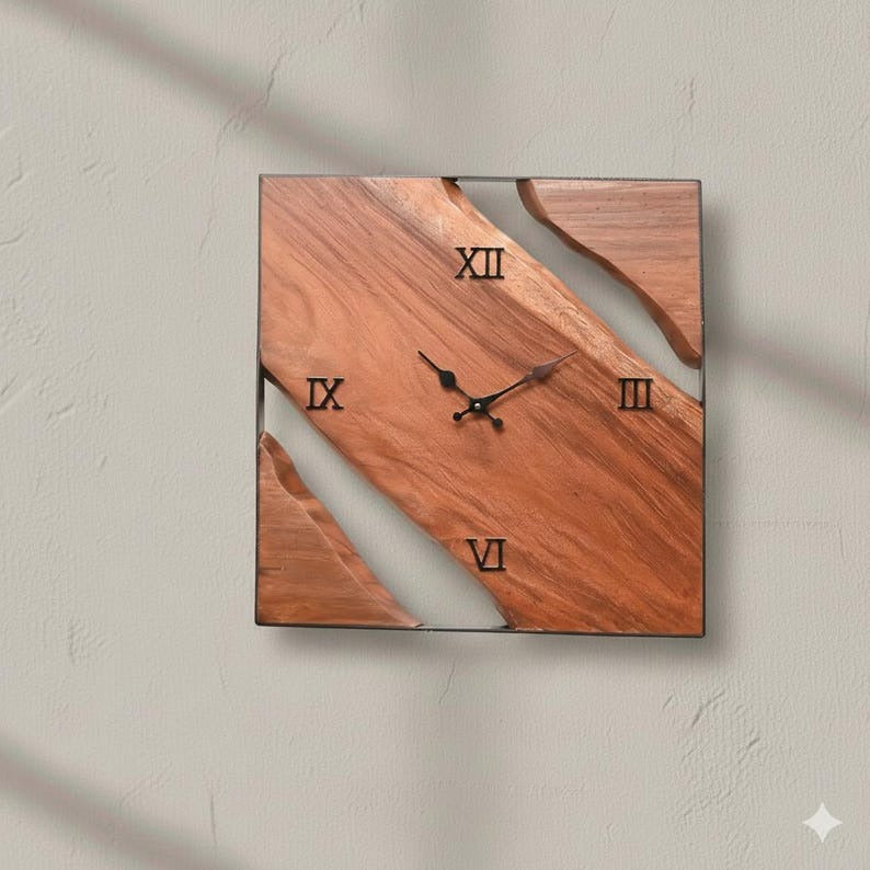 Handmade Wooden Wall Clock – Live Edge Wood Clock