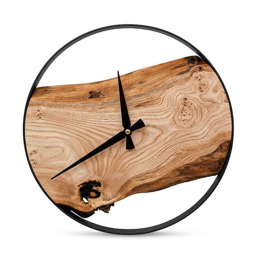 Handcrafted Live Edge Wood Wall Clock, Modern Minimalist Decor