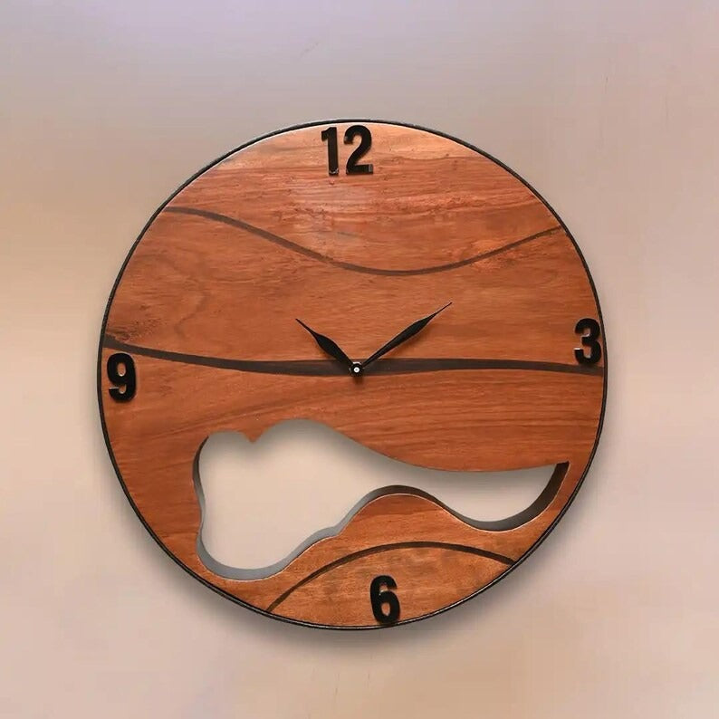 Large Handcrafted Sheesham Wood Wall Clock