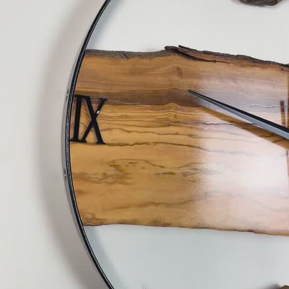Solid Wood Wall Clock, Handmade Rustic Modern Timepiece, Natural Live Edge Home Decor