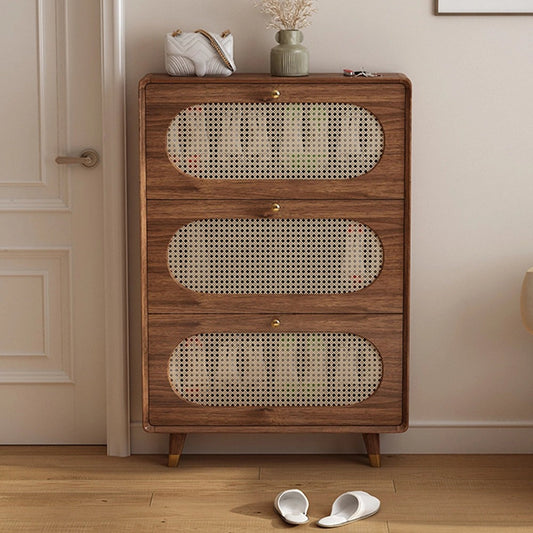 Wooden Tipping Bucket Shoe Rack Vertical Shoe Cabinet